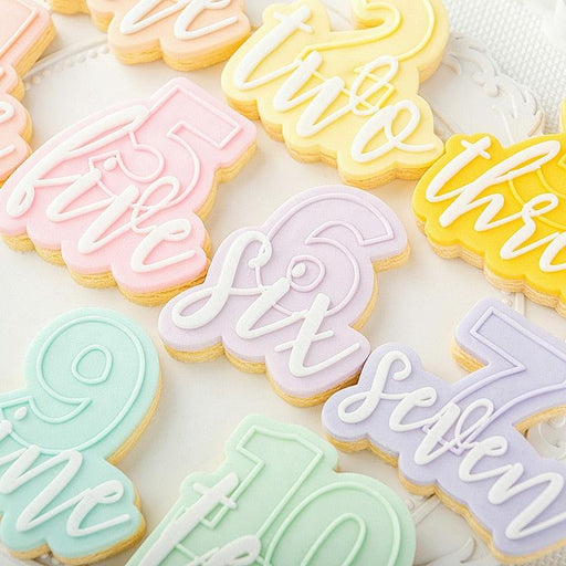 Cookie Cutter Stamp Set with Reversible Acrylic Design for Cake and Biscuit Decorating