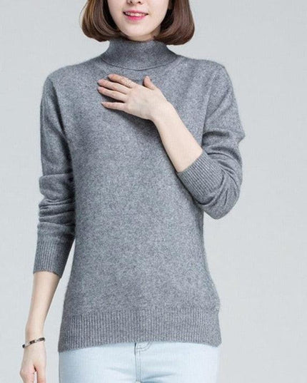 Sophisticated Winter Charm: Premium Cashmere & Wool Turtleneck Pullover for Women | Elegant Knit Sweater
