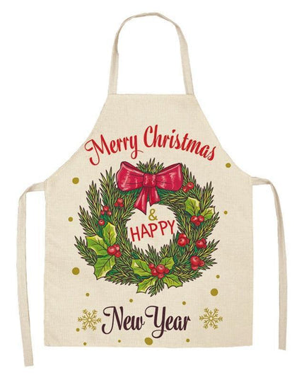 Merry Christmas Linen Cooking Apron - Essential Festive Attire & Gift Idea