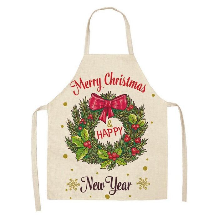 Festive Holiday Linen Apron - Christmas Cooking Companion