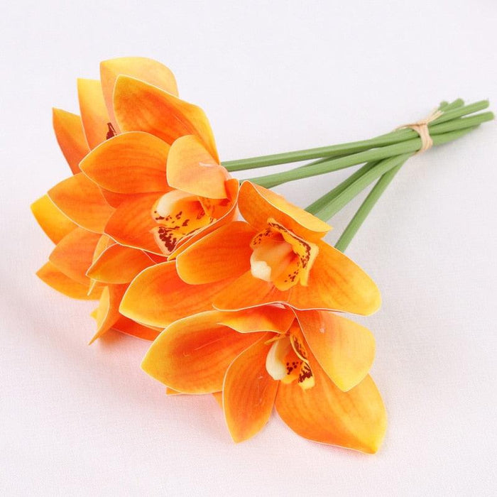 6-Piece Realistic Artificial Butterfly Orchid Flowers Bundle - Set of 6 Floral Arrangements