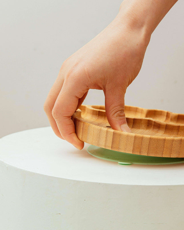 Sheepishly Elegant Bamboo Baby Feeding Bowl Set with Silicone Suction Cup