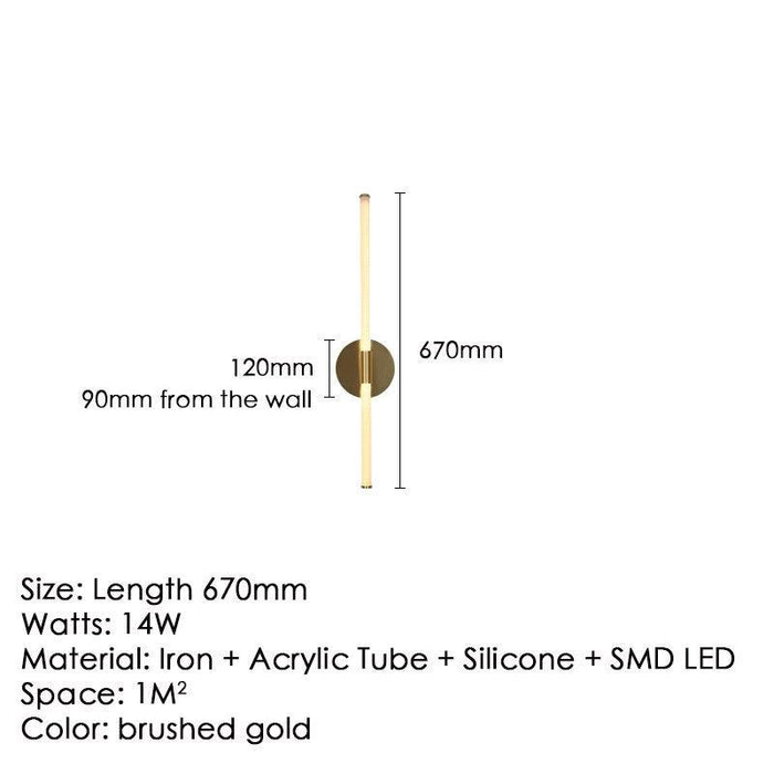 Gold LED Wall Lights with Adjustable Color Temperature - Perfect for Bedroom, Study, and Living Room