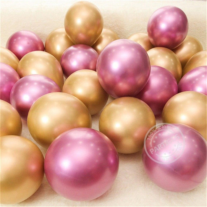New Set of 50 Chrome Metallic Latex Balloons in Various Colors for Birthday Party Decor