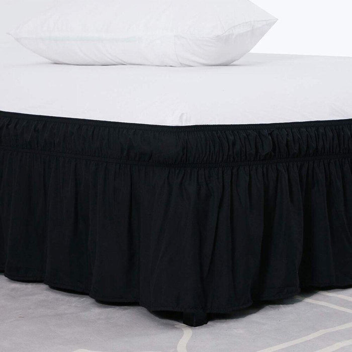Hotel Bed Skirt with Wrap Around Elastic Band for Effortless Installation