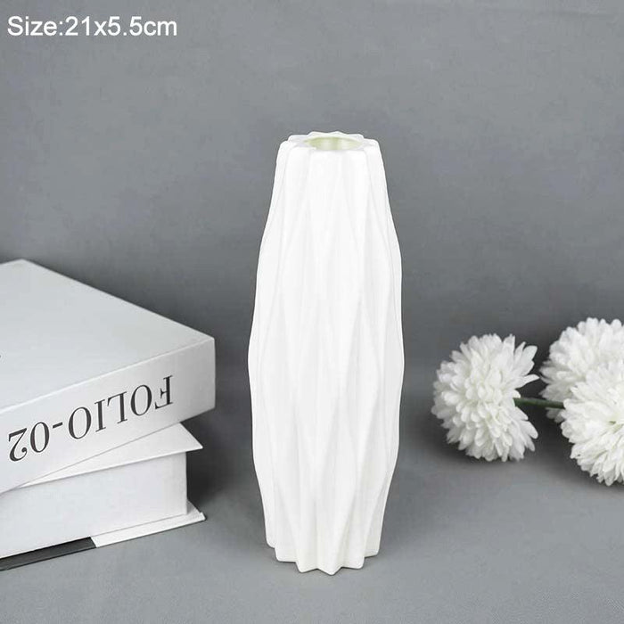 Scandinavian Style White and Pink Plastic Flower Vase - Fast Shipping
