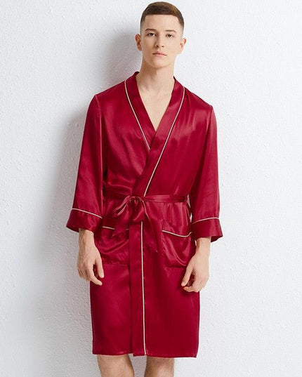 Silken Serenity Kimono Nightgown: Luxe Sleepwear for the Modern Groom