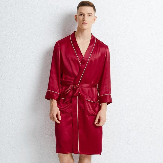 Silken Serenity Kimono Nightgown: Luxe Sleepwear for the Modern Groom