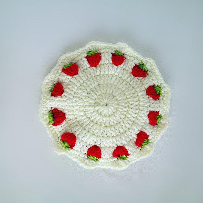 Strawberry Yarn Cup Coaster
