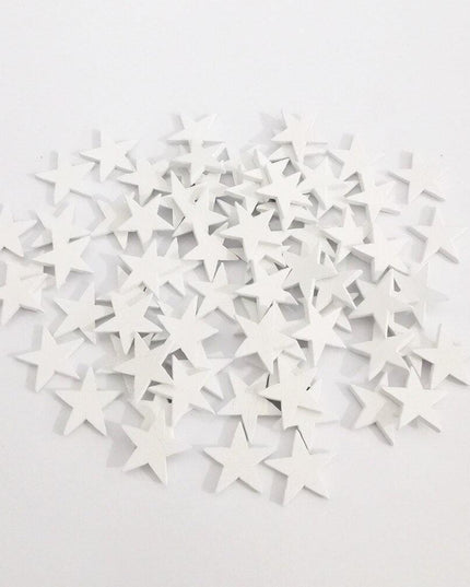Elegant 100-Piece Red, White, and Silver Wooden Star Cutouts - Creative Crafting Essentials