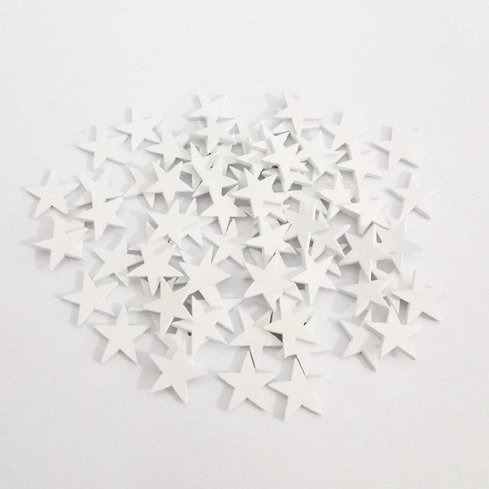 Enhance Your DIY Creations: 100 Assorted Wood Star Cutouts - Red, White, Silver