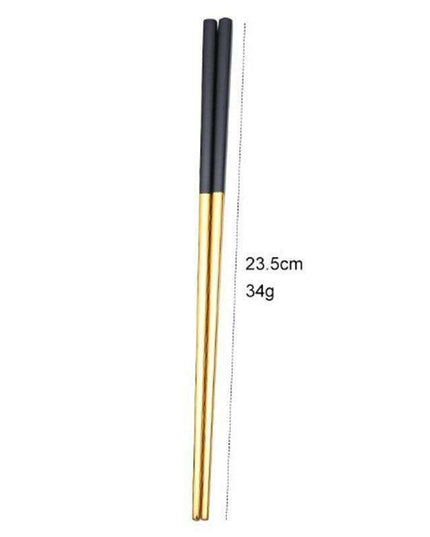 Elegant Black and Gold Stainless Steel Chopsticks Set - Sustainable Dining Must-Have