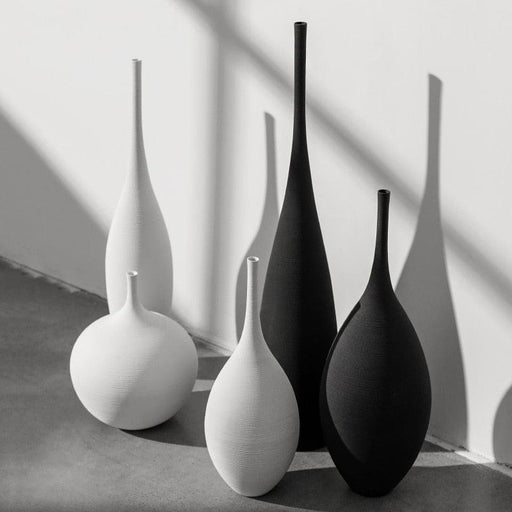 Nordic Ceramic Zen Vase with Minimalist Black and White Design