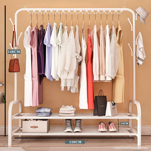 Stainless Steel Mobile Clothing Drying Rack with Reinforced Frame and Wheels