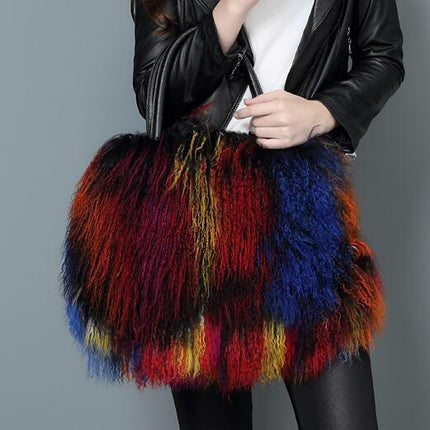Opulent Wool & Fur Handbags: Exquisite Blend of Mongolian, Australian, and Tibet Lamb Textures