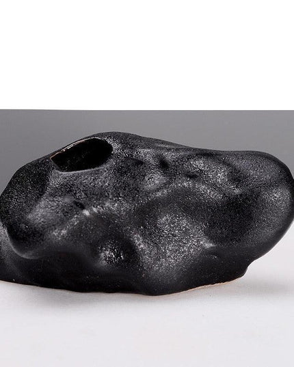Elegant Black Stone Miniature Vase: Customizable Nature-Inspired Home Accent