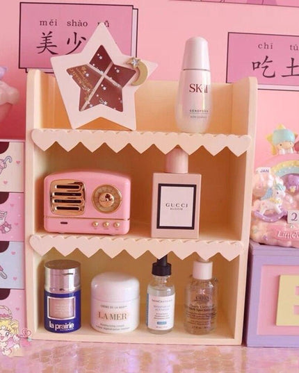 Chic Blush Pink Wooden Desktop Organizer