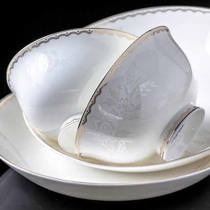 Elegant 60-Piece Fine China Dinnerware Set with Timeless Glaze and Impeccable Craftsmanship