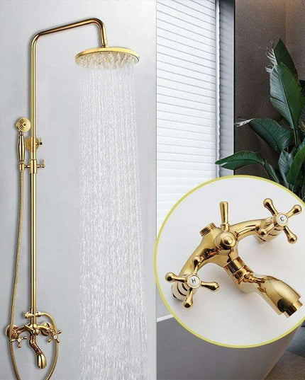 Luxurious Golden Opulence Brass Rainfall Shower Set