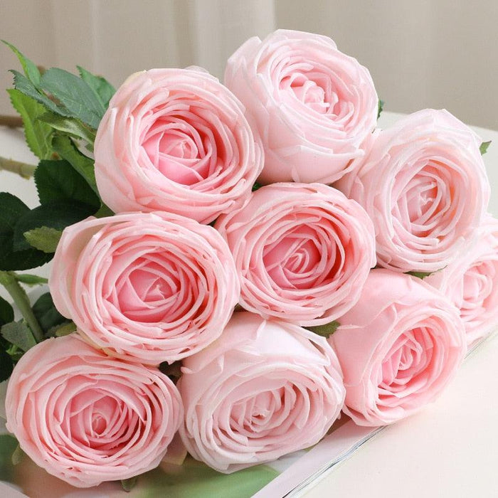 Premium Realistic Rose Artificial Flowers Set of 5 - Moisturizing Simulation Bouquet