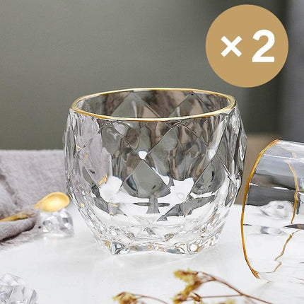 Lavish Gold Crystal Drinkware Collection - Elegant Glassware for Wine, Whiskey, Cocktails, and Beer
