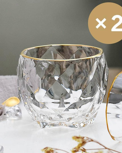 Lavish Gold Crystal Drinkware Collection - Elegant Glassware for Wine, Whiskey, Cocktails, and Beer