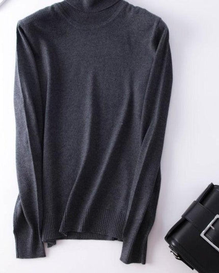 Sophisticated Winter Charm: Premium Cashmere & Wool Turtleneck Pullover for Women | Elegant Knit Sweater