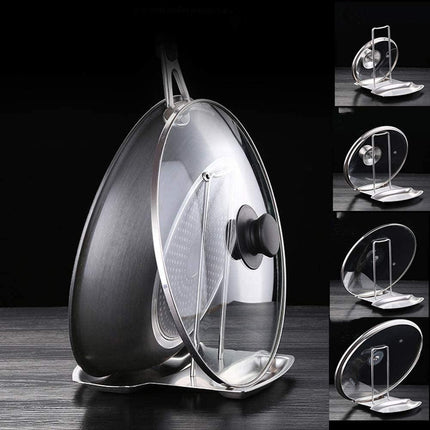 Elegant Stainless Steel Organizer for Pot Lids and Cooking Utensils - Durable and Rust-Resistant