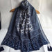 Luxurious Blue Porcelain Cashmere Blend Shawl - The Perfect Accessory for Any Occasion