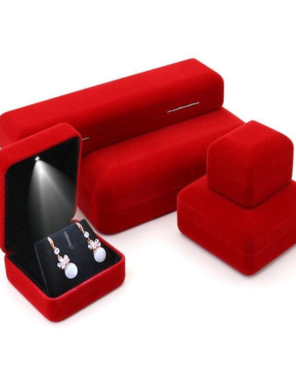 Illuminated Plush Jewelry Display Case with LED Lighting for Elegant Showcasing