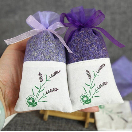 Embroidered Lavender Aromatherapy Pouch for Jewelry and Herb Storage