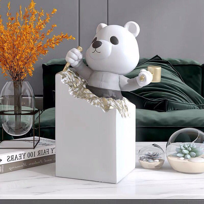 Elegant FRP Creative Bear Tabletop Ornaments for Stylish Home Decor