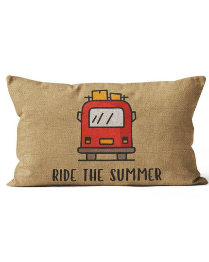 Charming Cartoon Camper Linen Throw Pillow Cover