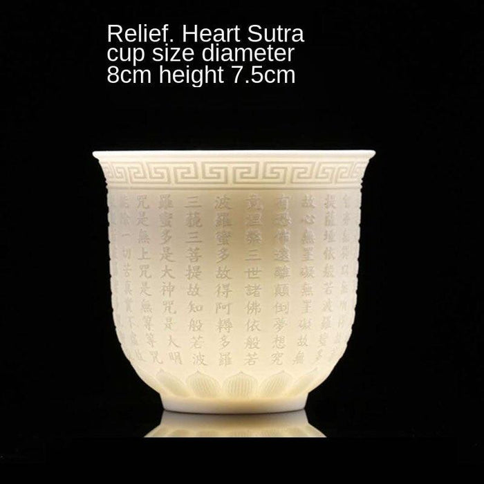 Heart Sutra Master Cup - Rare Mutton Fat Jade Tea Bowl