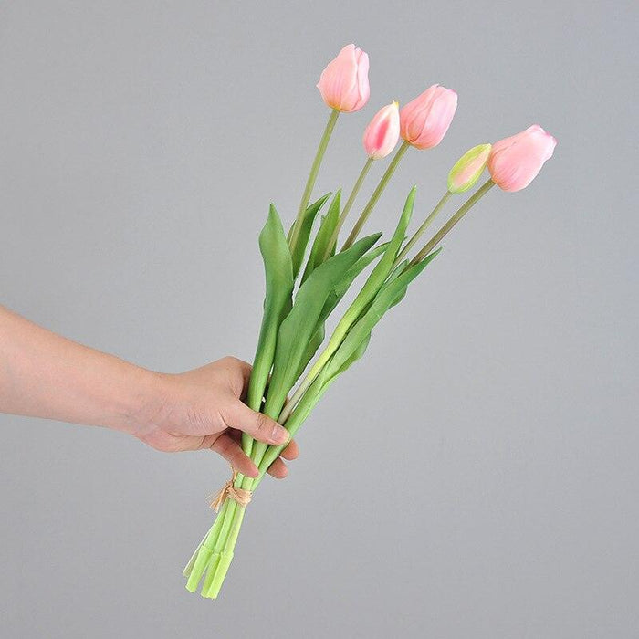 Opulent Tulip Silk Bouquet - Set of 5 Lifelike Blooms | 46CM - Premium Luxury Home Decor - Customizable Fusion Bouquet