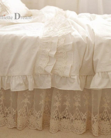 Serenity Lace Yarn Bedding Collection with Ruffled Elegance for Peaceful Slumbers