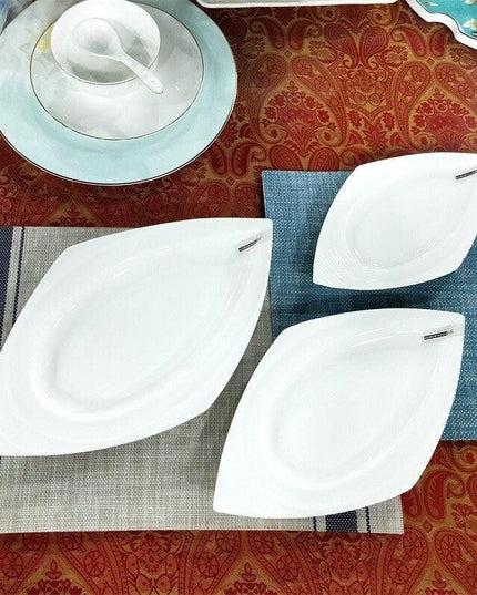 Sleek Rhombus Wave Ceramic Plate Set for an Upscale Dining Experience