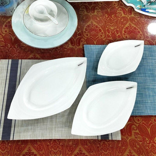 Elegant Rhombus Wave Pattern Ceramic Dining Plate Collection - Set of 3