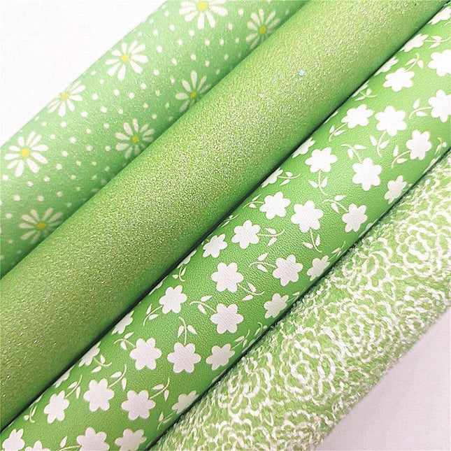 Glittering Floral Faux Leather Craft Sheets - Exquisite Rose and Daisy Patterns