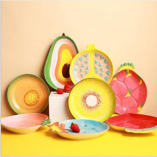 Luxuriate in Culinary Sophistication with the Handcrafted Fruit-Inspired Ceramic Plate Set