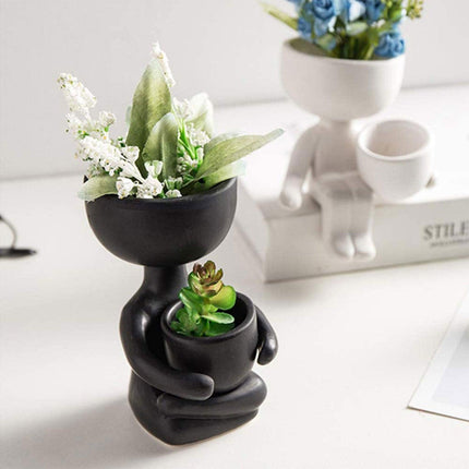 Whimsical Humanoid Ceramic Planter: A Stylish Accent for Contemporary Spaces