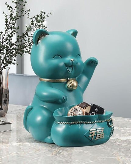 Charming Fortune Cat Key Organizer Sculpture for Modern Home Aesthetics