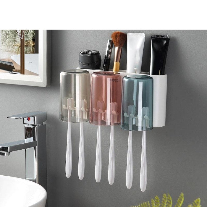 Family-Sized Toothbrush Holder Wall Mount - Modern Bathroom Storage Solution
