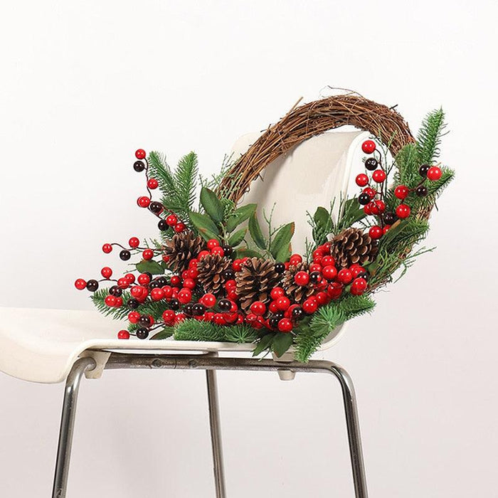 Christmas Wreath Making Kit with Pine Cones, Berries, and Rattan - DIY Holiday Home Decor Kit