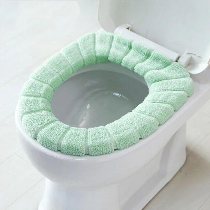 Cozy Plush Toilet Seat Cover Set with 4 Colorful Mats - Warm and Stylish Bathroom Upgrade