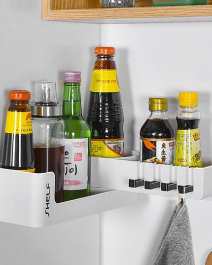 Rotating Corner Wall Storage Rack with Hooks for Smart Bathroom and Kitchen Organization