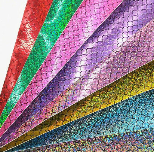 Enchanting Mermaid Sparkle Iridescent PU Leather Fabric