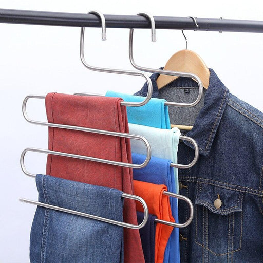 Efficient Stainless Steel 5-Tier Pant Hanger for Organized Closet Space