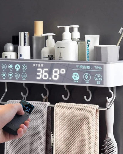 Modern Gray Bathroom Storage Rack with Towel Bar: Stylish Space-Saving Solution