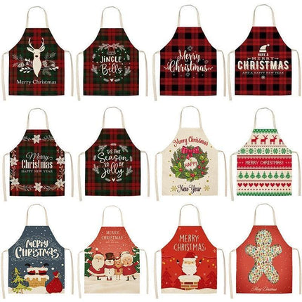 Merry Christmas Linen Cooking Apron - Essential Festive Attire & Gift Idea